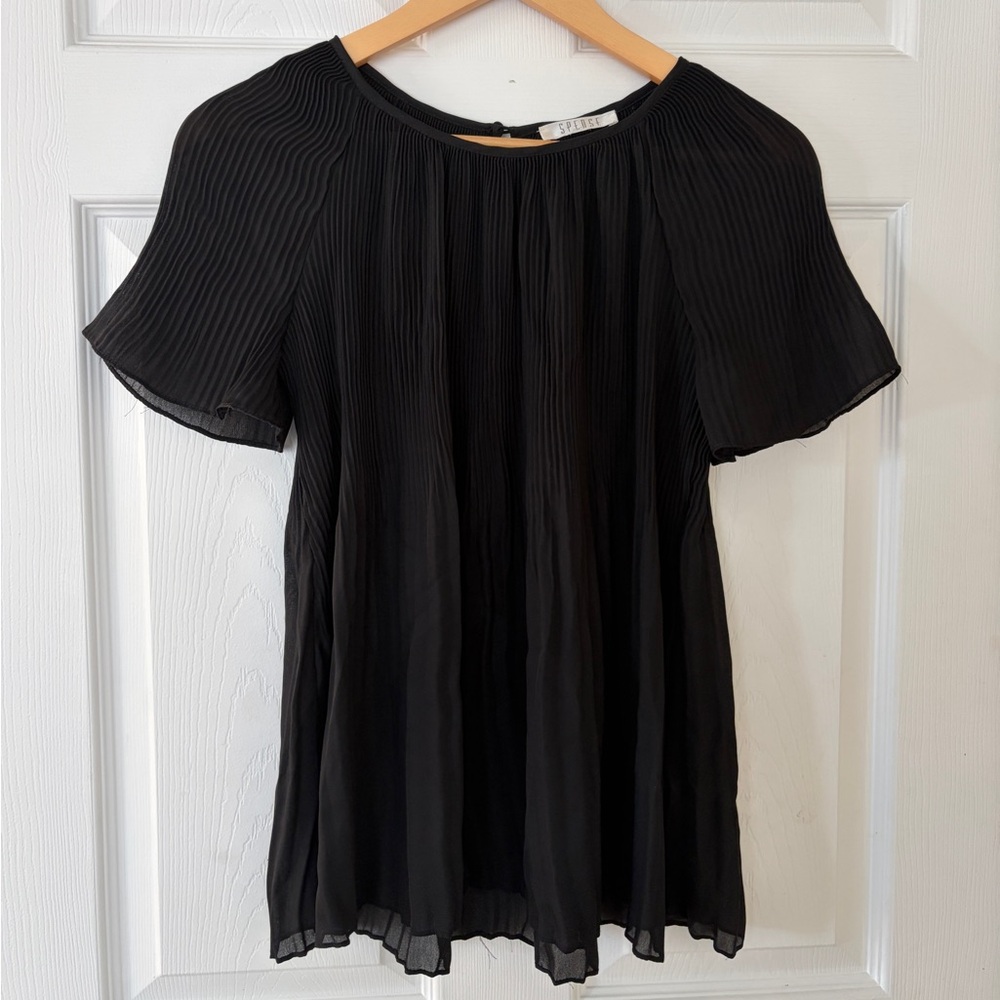 Vintage Spense pleated black blouse